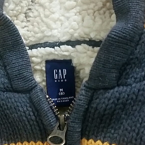 GAP KIDS Yellow & Gray Striped Hooded Sweater 8 M - Picture 2 of 7
